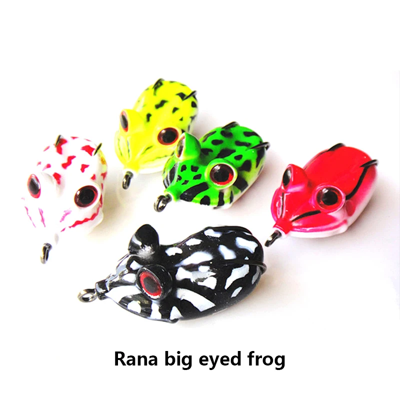  1 piece fishing lure soft worm big eye frog luminous Japanese style barbed hook black fish killer f