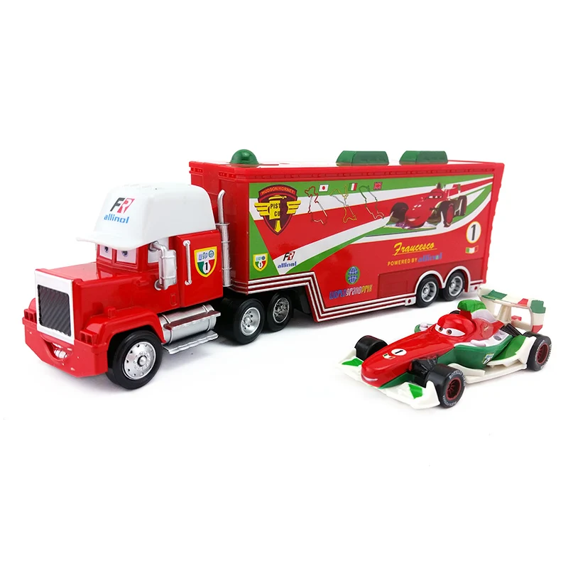 Disney Pixar Cars 2 шт./компл. Lightning McQueen Mack Uncle Truck The King Чико Хикс модель игрушечной машины 1:55 Свободные Новые дети мальчик подарок - Цвет: Mack and Francesco