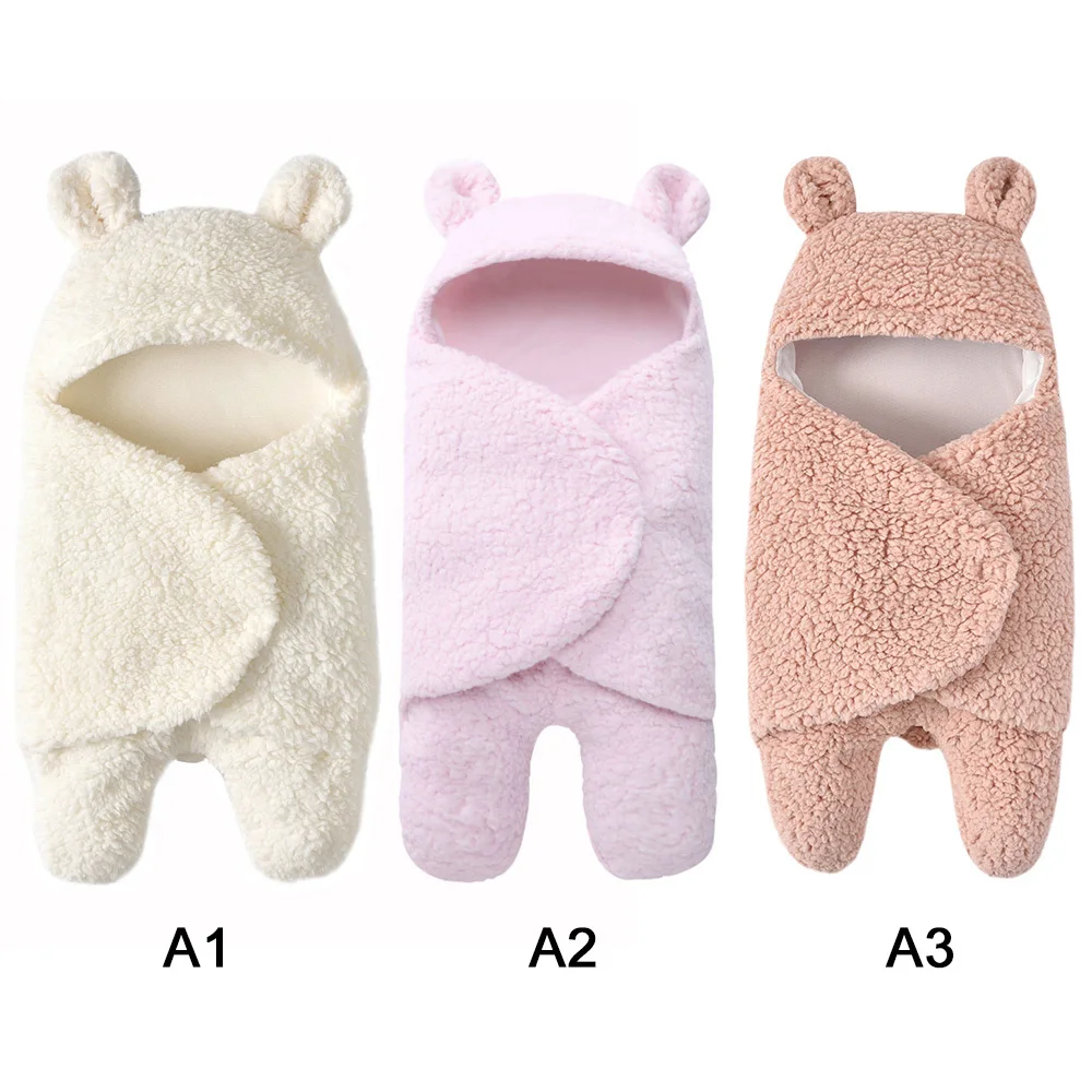 55*29cm  Baby Sleeping Bag Newborn Baby Swaddle Blanket Baby Boys Girls Blankets Plush Baby Shower Gifts Stroller Accessories
