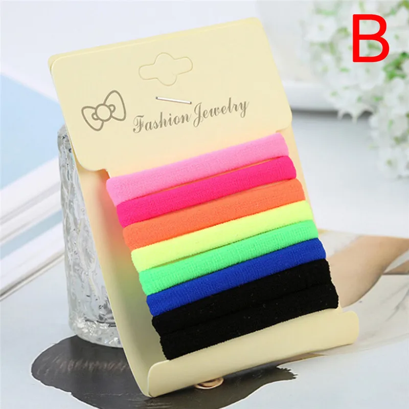 8PCS/LOT Women Girls Hair Band Ties Hair Accessories Girls Hairwear Colorful Elastic Rope Ring Hairband Ponytail Holder 5.5 CM
