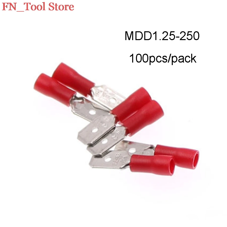New MDD1.25 250 100pcs/pack male Insulated Spade Quick Connector