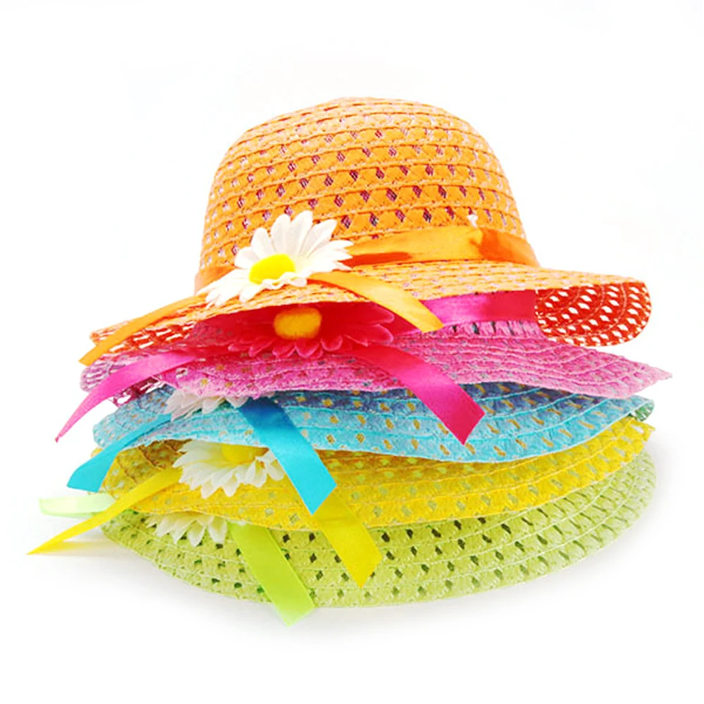 Новинка года; модный детский солнцезащитный цветок для соломенной шляпки; детская фотография; открытый солнцезащитный козырек; Кепка для девочек и мальчиков; Пляжные шапки