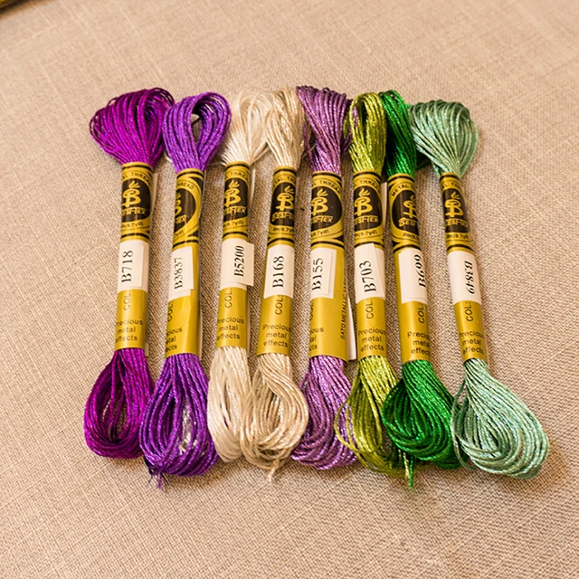 Sanbest Metallic Cross Stitch Thread Shiny Effect Embroidery Craft Floss Sewing Thread TH00042