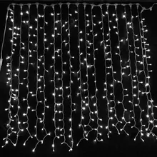 6 м* 3 м 600led сосулька оконная занавеска гирлянда сказочные огни Рождество Свадьба Сад вечерние гирлянды домашнее дерево декор на стену 220 В
