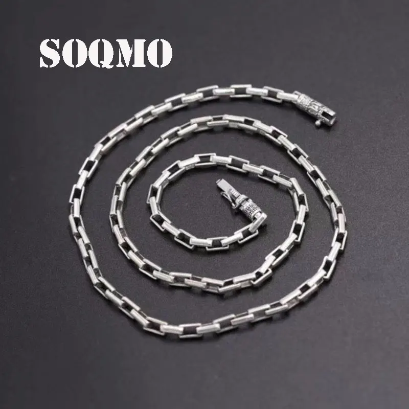 SOQMO, 925 пробы, серебро, 5 мм, 60 см, звено цепи, мужское ожерелье, Ретро стиль, стимпанк, Ретро стиль, ручная работа, Стерлинговое серебро, ювелирные изделия