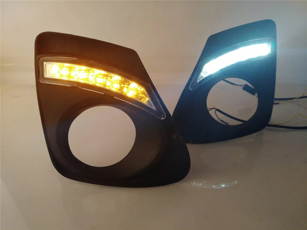 Автомобильный мигающий 2 шт. светодиодный DRL Дневной ходовой светильник, Дневной светильник, противотуманная фара с сигналом поворота для Toyota Corolla 2011 2012 2013