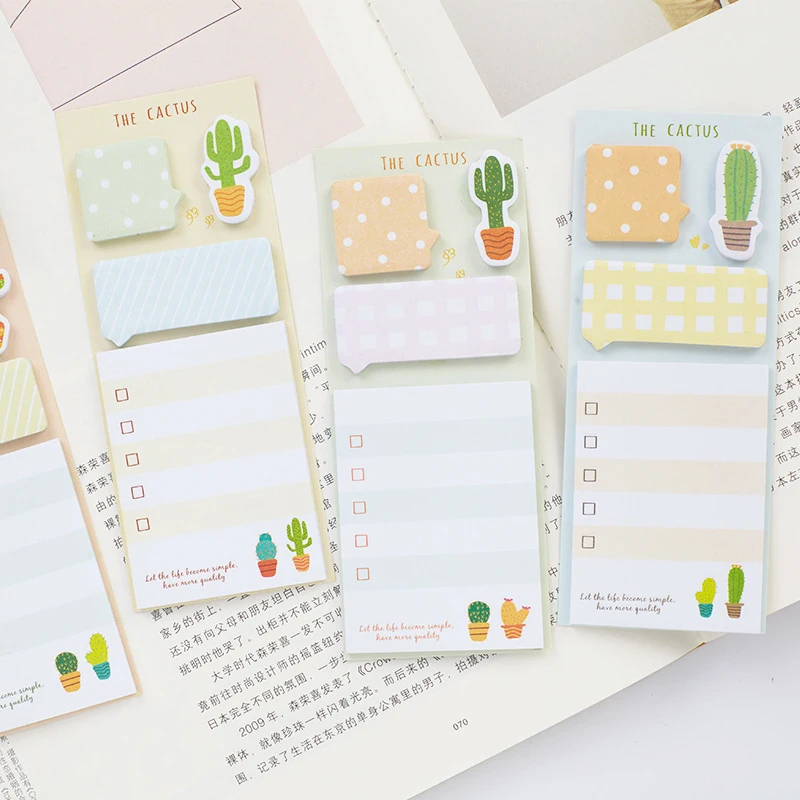 

2pcs Cactus Plan List Memo Pad Kawaii Bullet Journal Note Pad Planner Diary Label Stickers School Supplies Chancery Stationery