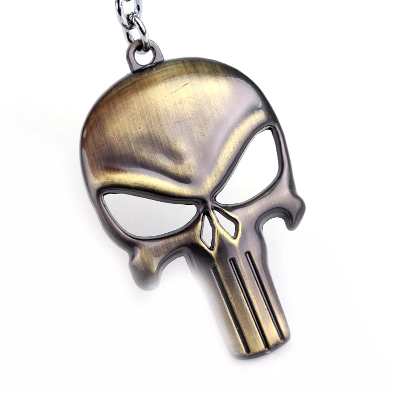 Брелок в виде черепа Карателя, сплав, черный, серебряный, бронзовый логотип черепа, скелет, маска для фильма, брелок для цепной брелок, талисманы, сувенирный подарок