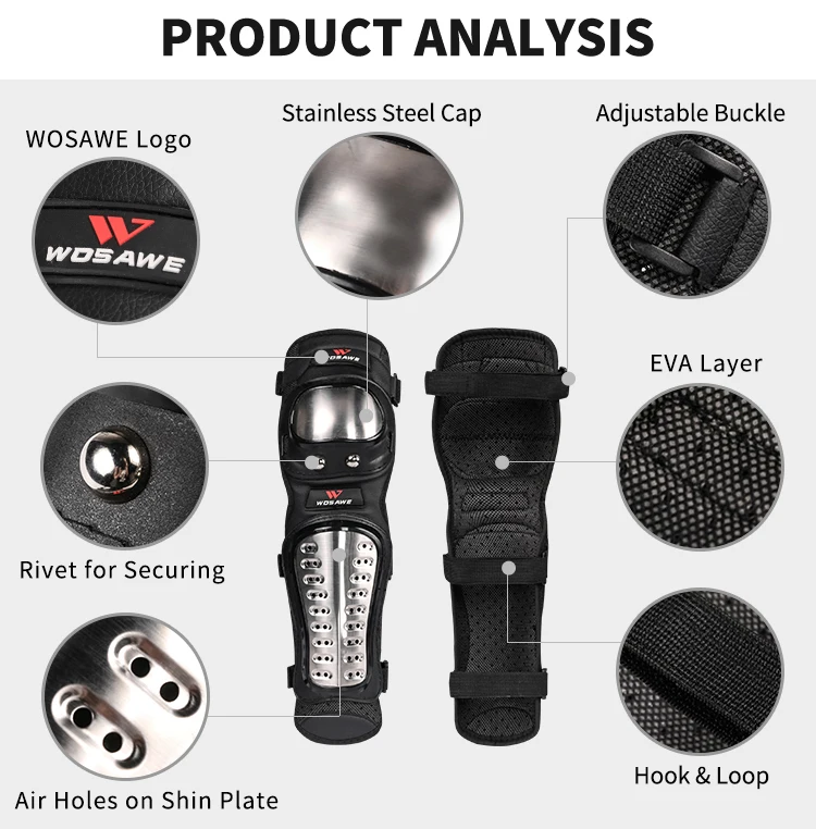 WOSAWE 4 шт./компл. Нержавеющая сталь локоть наколенники s мотоциклетные наколенники броня для гоночного мотоцикла Защитное снаряжение для коленей протектор комплект