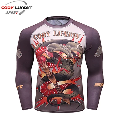 Футболки Rashguard Jiu Jitsu Mma длинный рукав, дышащий Муай Тай футболка с принтом обезьяны Bjj колготки Sanda футболка ММА Боксерские майки - Цвет: E