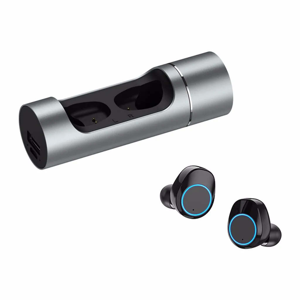 Silver Горячие беспроводной Bluetooth 5,0 гарнитура водостойкие спортивные Близнецы мини наушники с USB запасные аккумуляторы для телефонов - Цвет: Silver