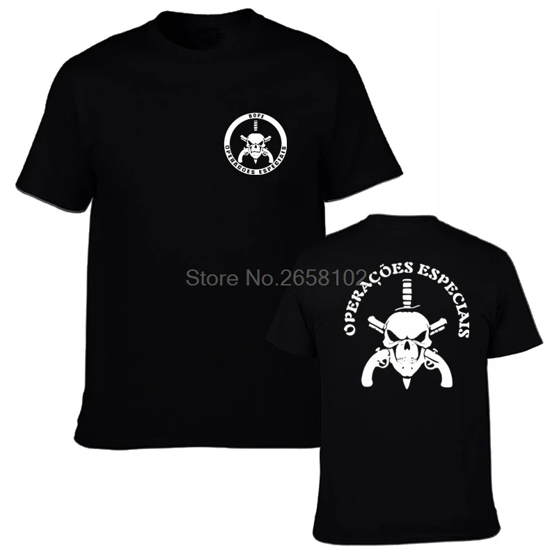 

New BOPE Elite Death Squad Brazil Special Force Unit Military Police T-shirt Tee Mens 100% Cotton Tops Tees