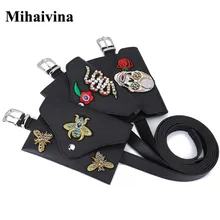 Mihaivina Hot Sale Punk Style Skull Decorative Waist Belt Leather Bags Fashion Hand Free Bags Female