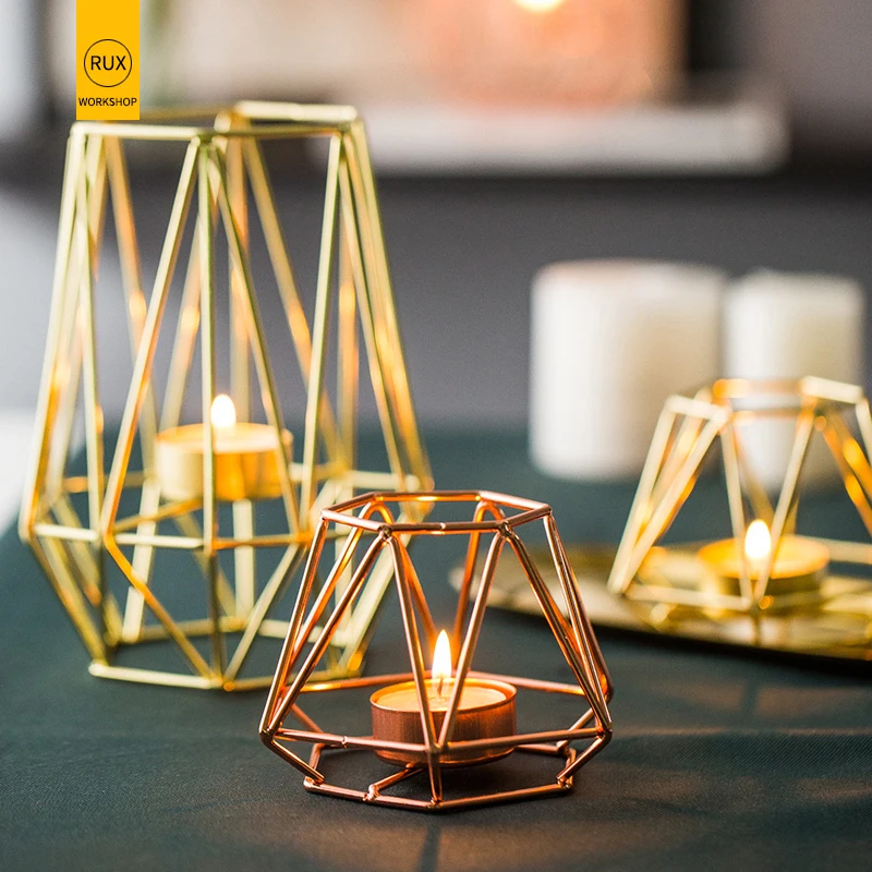 

RUX WORKSHOP Modern Geometric Candlestick Nordic wrought iron Candle Holders Weddings Home Decoration Metal Crafts
