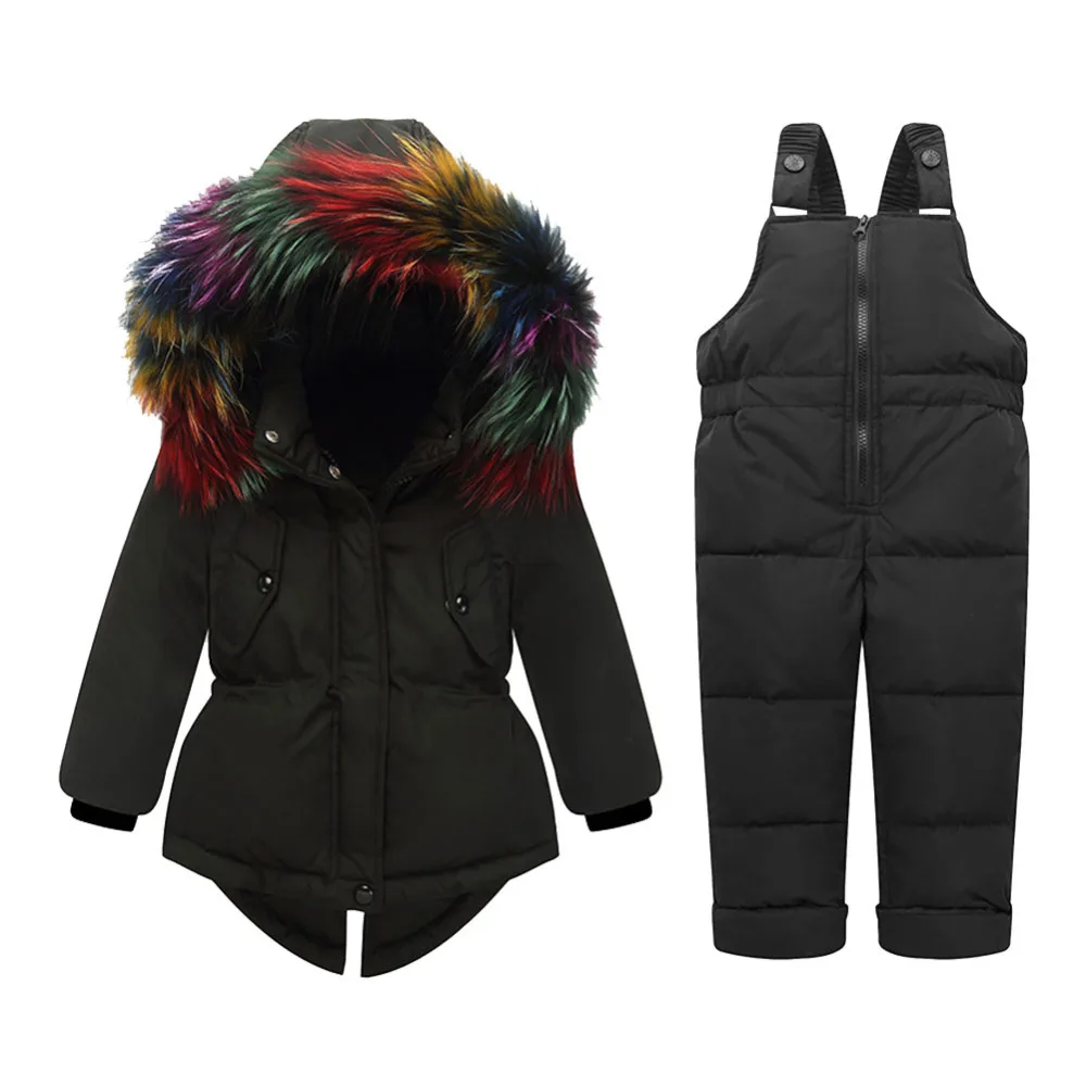 

Winter Children Clothing Sets Warm Duck Down Jacket For Baby Girl Children's Coat Snow Wear Fur Collar Kids Suit