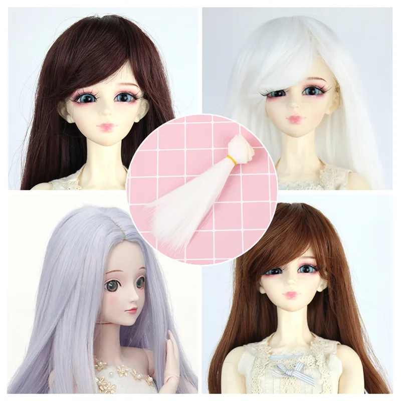 1 PC Cute Mini 15*100cm Popular Doll Hair Wig High-Temperature Material Straight Hair Wig For BJD Kids Gifts