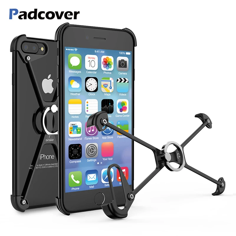  Luxury X Shape Metal Border Case for IPhone 7 7Plus Personality Shell Metal Bumper Ring Holder Case