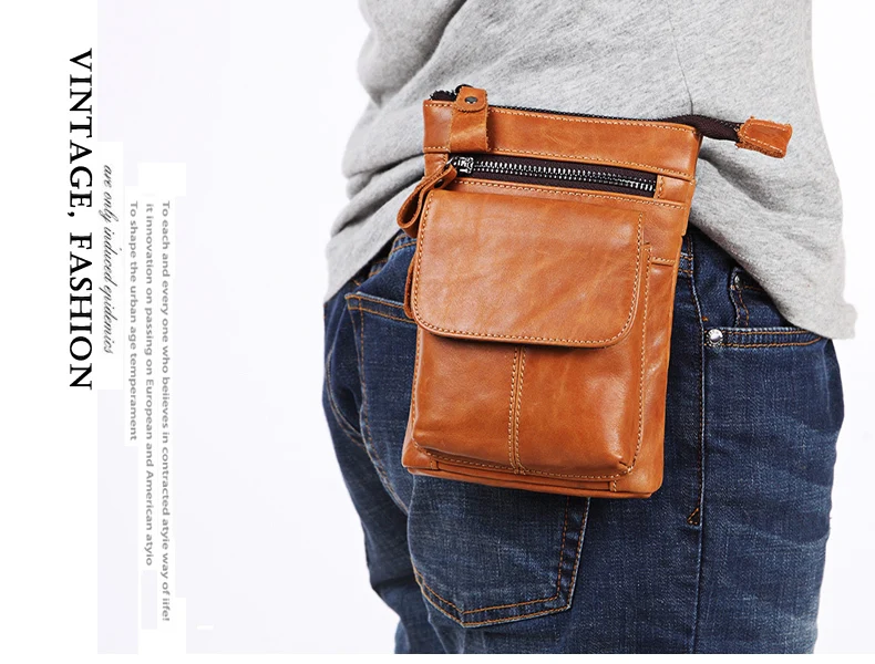 MISFITS Genuine Leather Men Messenger Bag Hot Sale Male Small Casual Crossbody Shoulder Bags Travel New Waist Packs Man Handbags