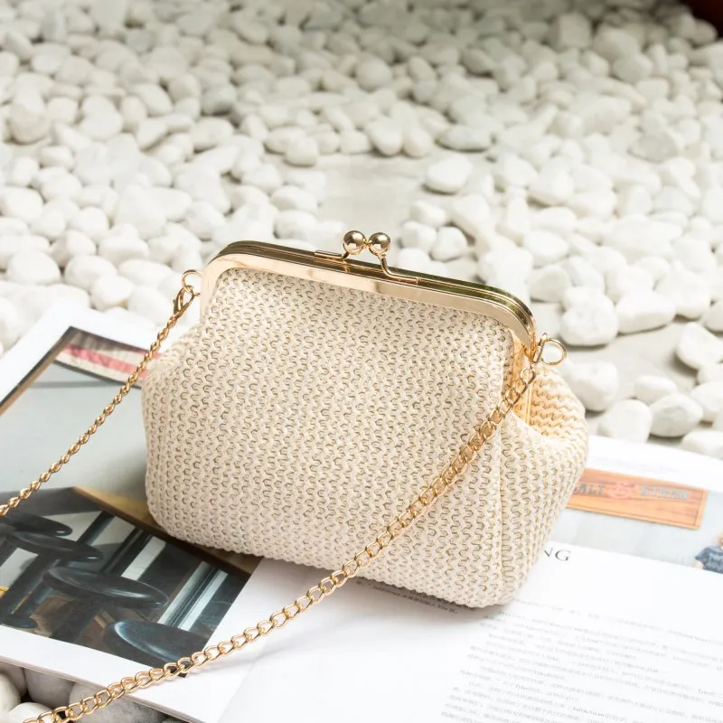 

Imitation straw bag mini shell summer small bag female 2018 new simple shoulder Messenger bag