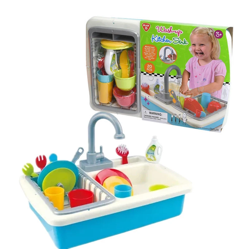 

Explosive Selling Children's Kitchen Washing Dishwashing Basin Sink Tableware Cleaning Kitchen Pretend Play Set Play Water Table