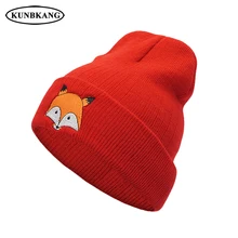 Для женщин Обувь для девочек зимние лисы вязаная шапка Кепки Повседневное Прекрасные шерсти вязать Шапки капот женский милый мультфильм животных теплая зима шапочки