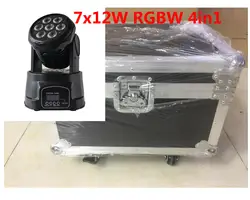 4 шт./лот привело мыть мини движущихся head light 7x12 Вт с кейс + 1 м DMX кабель RGBW 4in1 свет DMX контроллер DJ свет диско