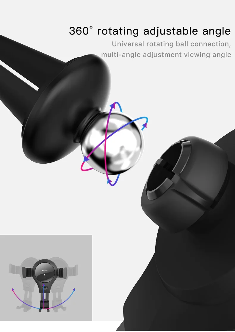 Car Qi Wireless Fast Charger Gravity Car Phone Holder Stand (5)