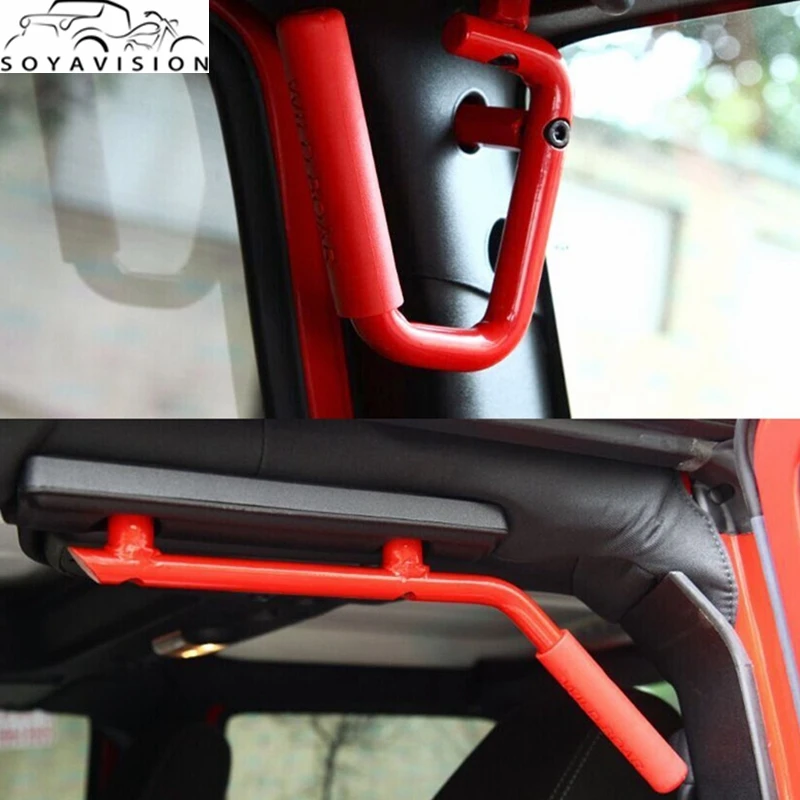 Аксессуары для Jeep Wrangler передняя и задняя красная Твердая стальная ручка захвата