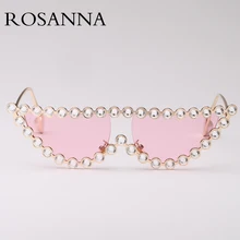 Бренд ROSANNA, высокое качество, роскошные солнцезащитные очки, новинка, Модные металлические солнцезащитные очки «кошачий глаз», женские плоские очки с бриллиантами, UV400