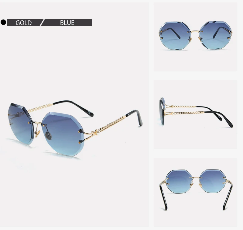 DENISA Pearl Rimless Ladies Sunglasses Unique Frame Polygon Womens Sunglasses Brand Designer UV400 Fashion gozluk G23001