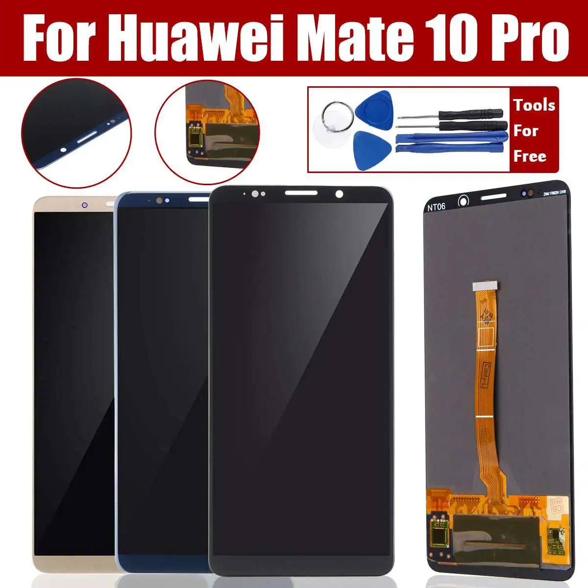 

LCD Display + Touching Screen Digitizer For Huawei Mate 10 Pro Replacement Accessories With Open Repair Tools
