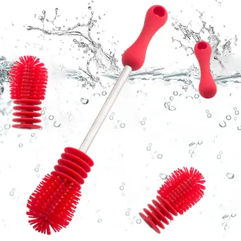 

New Fashion Multifunctional Silicone Brushes High Quality Cleaning Rotary Long Handle Scrubbing Baby Milk Bottle Brush Cleaner