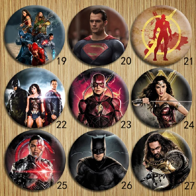 DC Comics Сувенирный значок Бэтмен, Супермен, чудо-женщина, Аквамен флэш Броши женская одежда и сумки аксессуары вечерние сувениры
