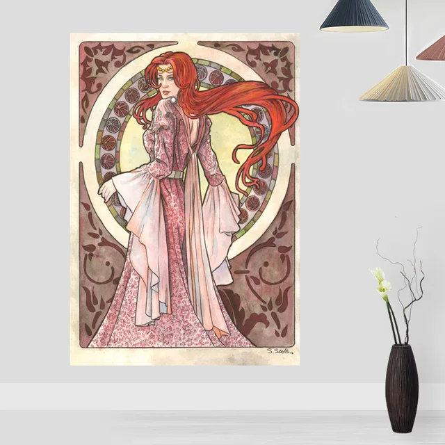 New Arrival Art Nouveau Posters On The Wall Modern Anime Movie Abstract Rectangle Poster Silk Fabric Cloth Wall Art Unframed Painting Calligraphy Aliexpress