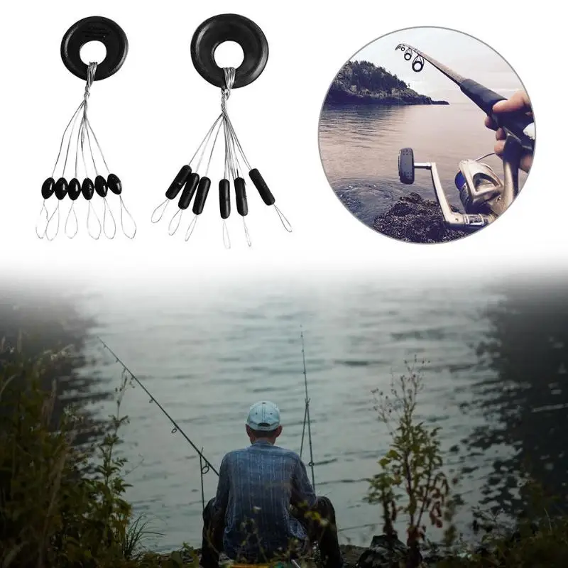 

100 Groups 600pcs Rubber Stopper Fishing Line Resistance Space Beans Not To Hurt The Vertical Line Fishing Accessories Black