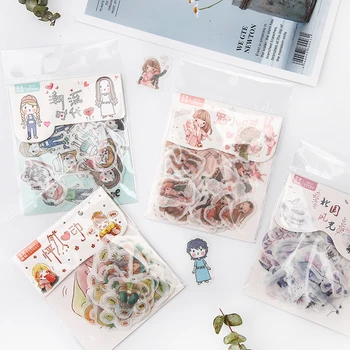 

40sheets Cute Cartoon Journal Sticker Bag Creative DIY Diary Decoration Sticker Kawaii School Supplies