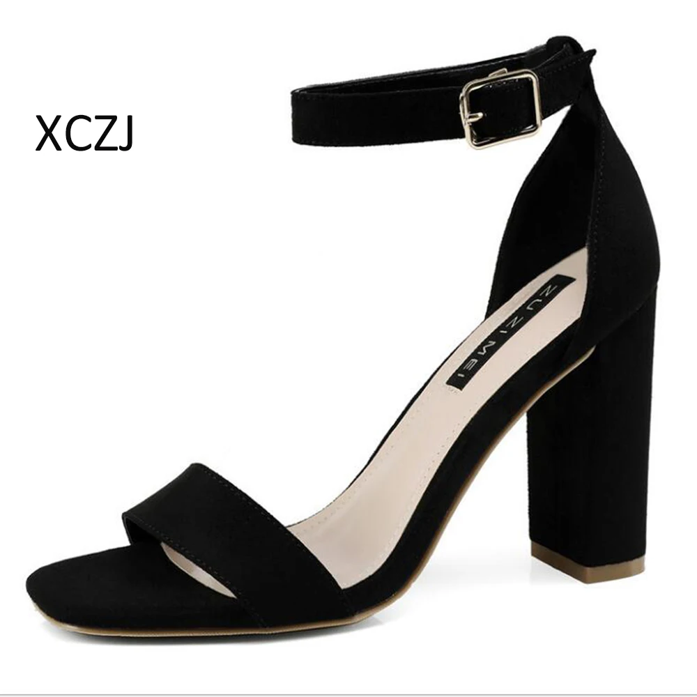 Sexy High Heels Personalized Women's Sandals 2018 new Summer Thick Open-toe Word Tide Fashion Buckle | Обувь