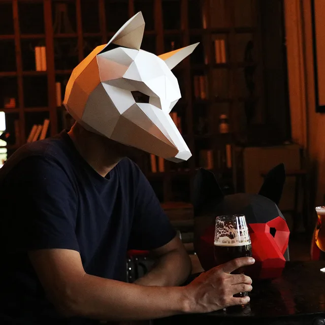 Animal mask bull rodeos masks 3D stereoscopic geometric paper mask DIY