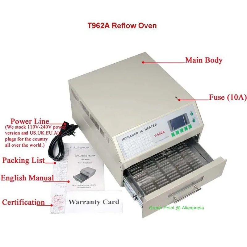 T-962A инфракрасный IC НАГРЕВАТЕЛЬ T962A настольная печь оплавления BGA SMD SMT паяльная Sation T 962A волновая печь