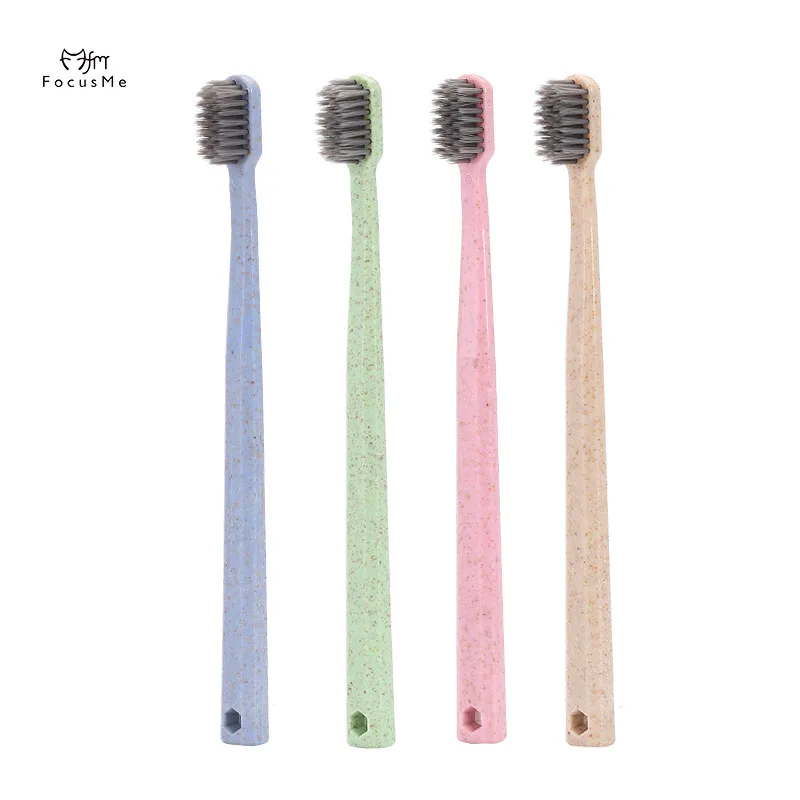 

FM New Creative Adult Soft Nano Toothbrush Portable Wheat Straw Tooth Cleaning Charcoal Bristle Brush with Travel Storage Case