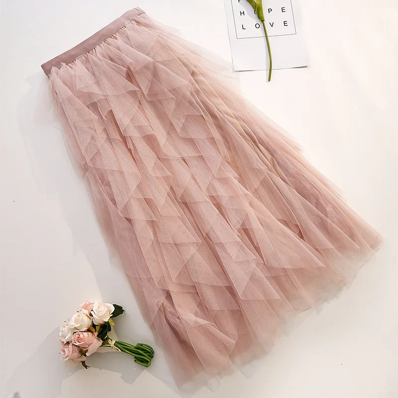 Эластичная талия пачка Женская плиссированная летняя юбка из прозрачной ткани Женская шикарная необычная Свадебная юбка Нижняя юбка для женщин