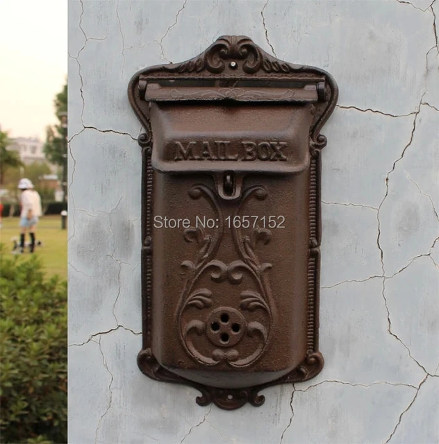 Embossed Trim Decor Bronze Cast Iron Mailbox Garden Decorative Wall Embossed Trim Decor Bronze Cast Iron Mailbox Garden Decorative Wall Mount High Quality Mounted