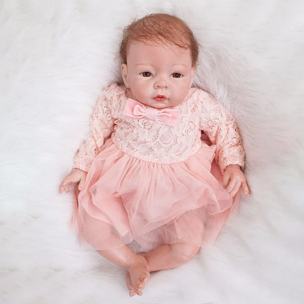 Reborn Baby Dolls 22 дюймов маленькая принцесса силиконовая Реалистичная кукла ребенок игрушка розовое платье реалистичное 55 см Bebe кукла для новорожденного