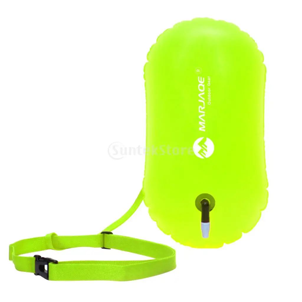 Highly Visible Fluo Yellow Swim Bubble Upset Inflated Buoy Safety Flotation for Wild Swimming Kayaking Surfing and Water Sports