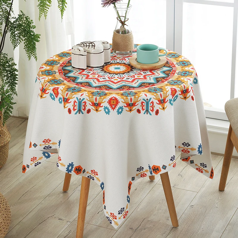 

RZCortinas Table Cloth Square Party Wedding Table Cloth Floral Printing Dining Tablecloth Rectangular Table Cover Bohemian Style