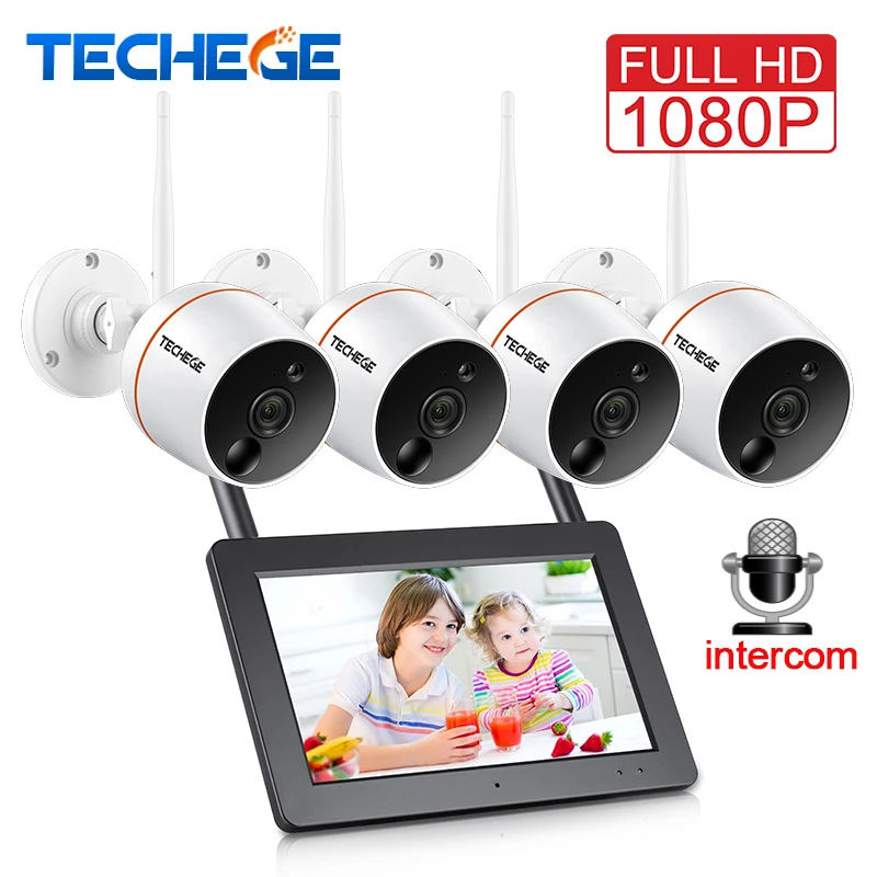 

Techege Touch Screen 1080P WiFi NVR Kit Video Surveillance Outdoor Waterproof Wireless IP Camera,PIR Function,SD Card Recording