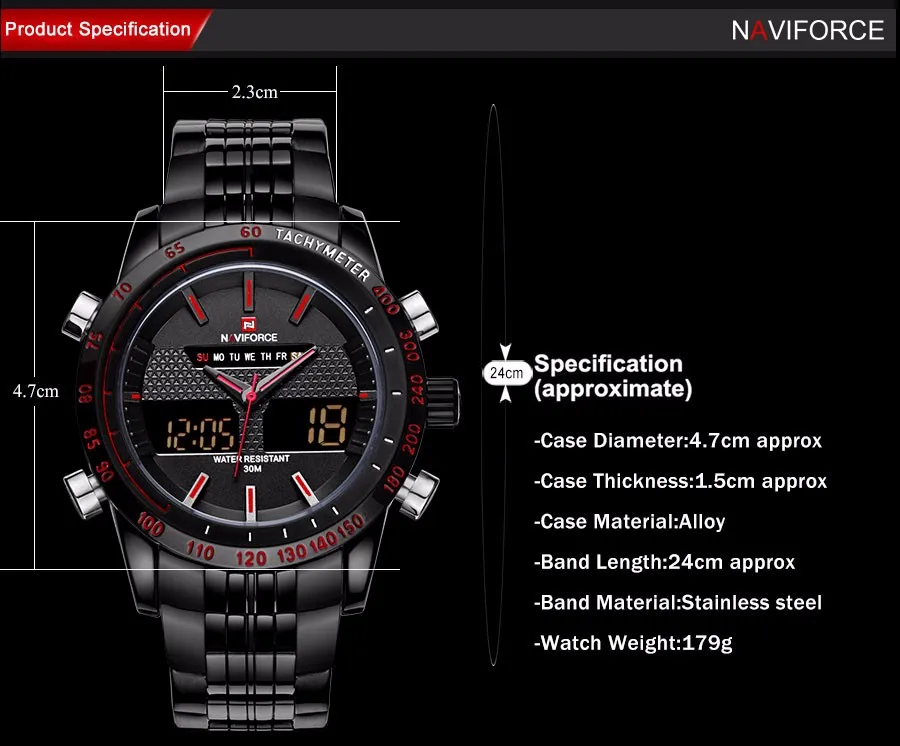 NAVIFORCE Топ бренд для мужчин s спортивные часы для мужчин нержавеющая сталь аналог цифровой светодиодный часы jam tanga часы Relogio Masculino