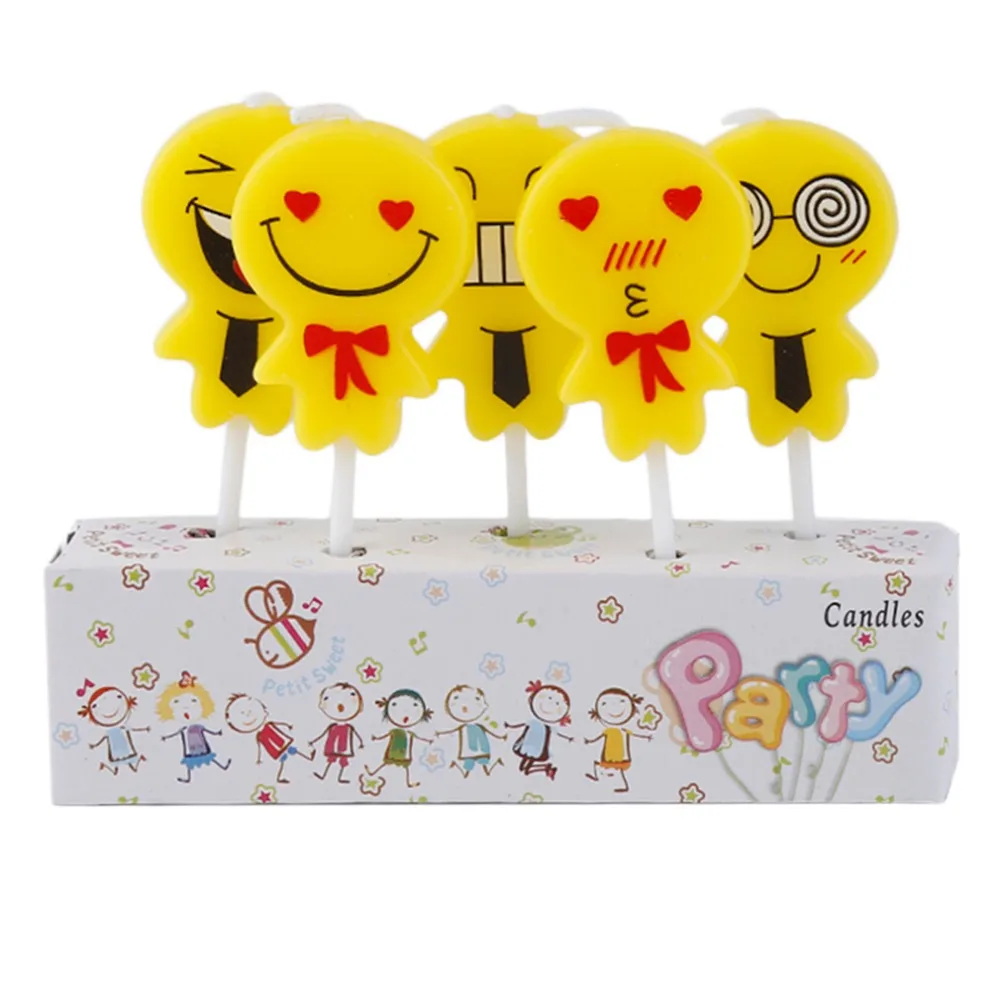 

5Pcs/Set Funny Design Cartoon Children Kids Birthday Cake Candle Korean Small Yellow Cartoon Romantic Party Decorative Candles