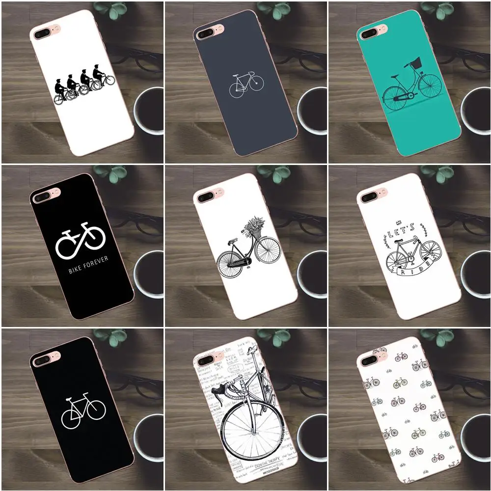 

Bike Cyclist Black On White TPU Case Capa Cover For Huawei G8 Honor 5C 5X 6 6X 7 8 9 Y5II Mate 9 P7 P8 P9 P10 P20 Lite Plus 2017