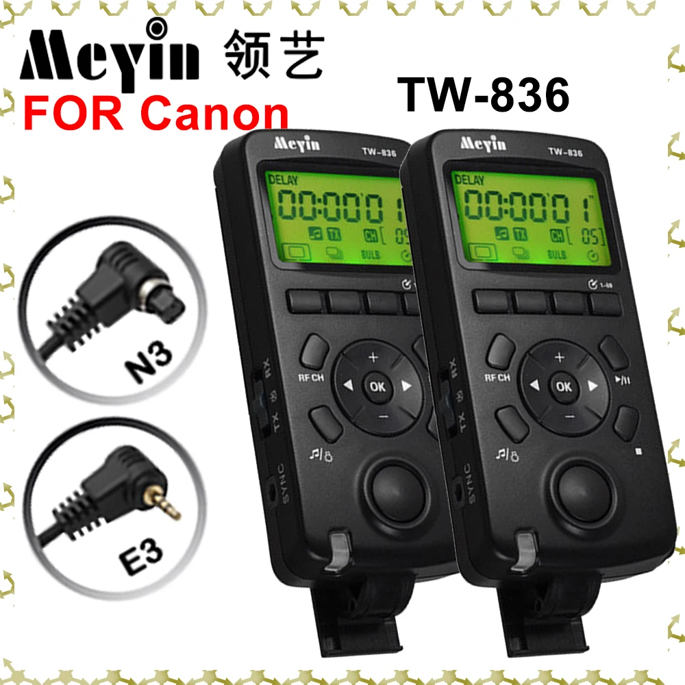 NEW Meyin TW 836/N3 + TW 836/E3 wireless Camera Shutter Release Cable